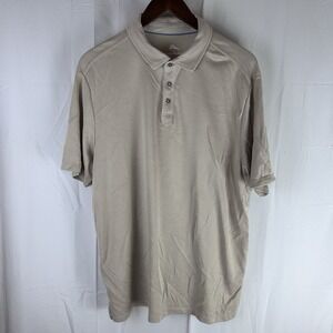 Tommy‎ Bahama Polo Shirt Mens Large Beige Short Sleeve Modal Polyester